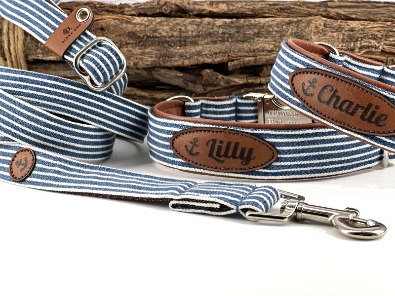 Halsband Baltic Stripes marine-weiß m. Patch und...