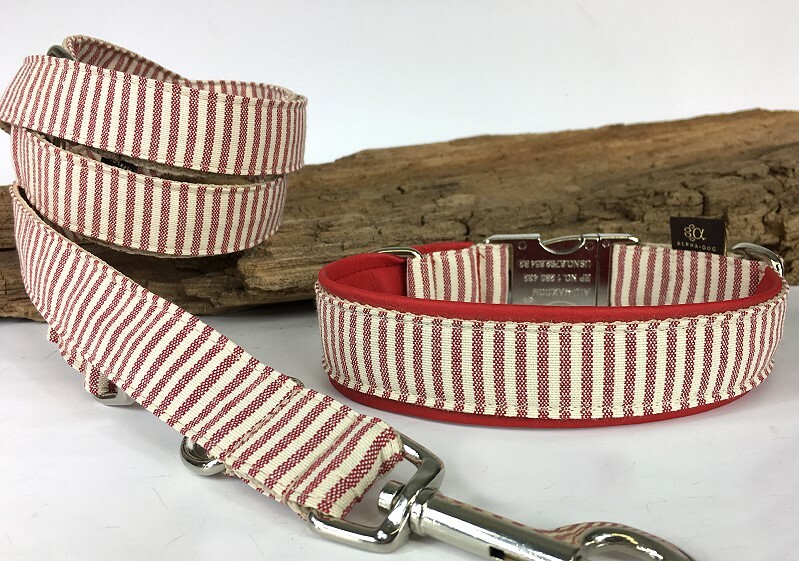 Halsband Gangway rot mit Kunstleder unterlegt 2,5 cm breit / 55-57 cm lang Kunststoff