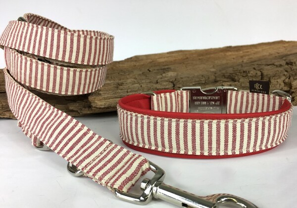 Halsband Gangway rot mit Kunstleder unterlegt 4 cm breit / 55-57 cm lang Kunststoff