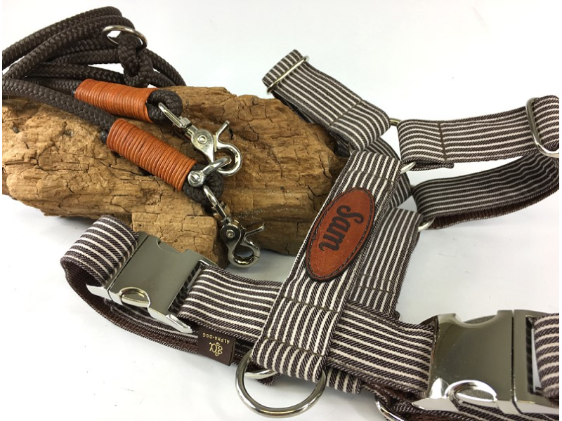 Brustgeschirr Baltic-Stripes braun-beige