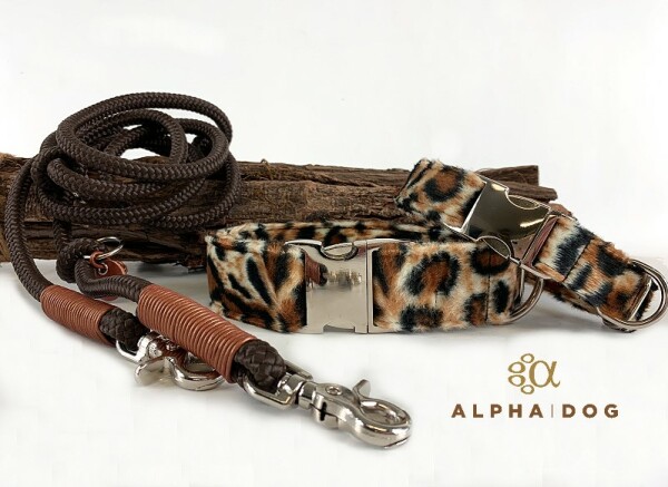 Fellhalsband Leopard 28-39 cm 3 cm Aluminium  + 4.00 EUR