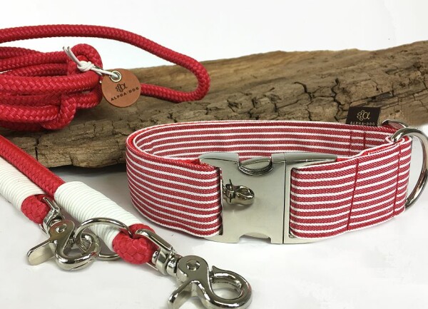 Hundehalsband Baltic Stripes 1,5 cm 20-28 cm Aluminium