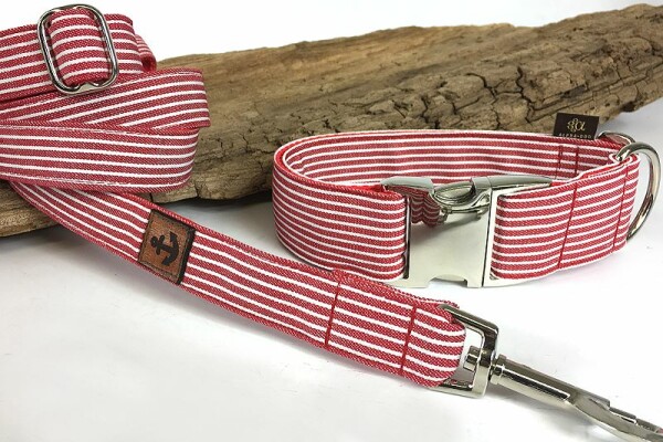 Hundehalsband Baltic Stripes 1,5 cm 20-28 cm Aluminium