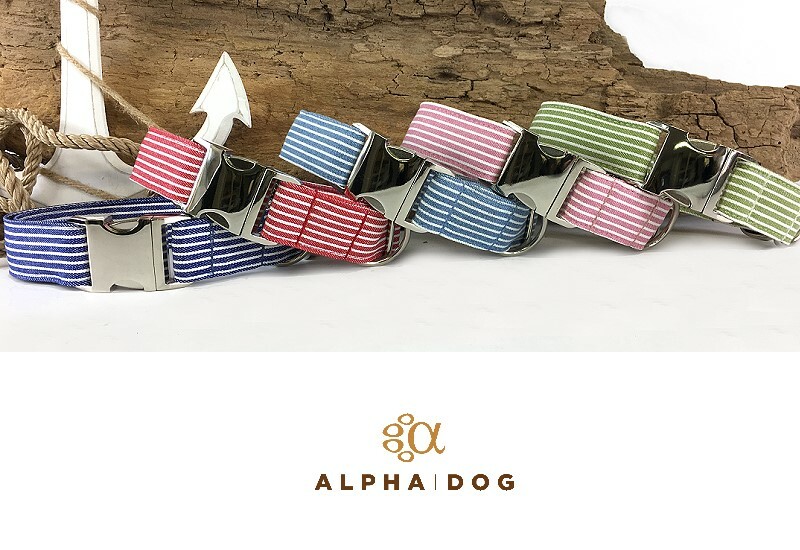 Hundehalsband Baltic Stripes alle Farben 1,5 cm 20-28 cm Kunststoff marine