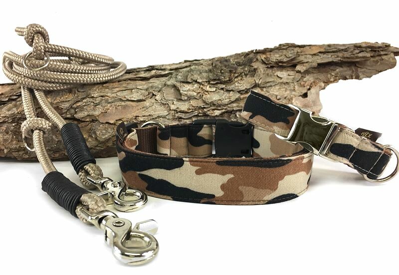 Hundehalsband Camouflage sand 2,5 cm 28-39 cm Aluminium +...