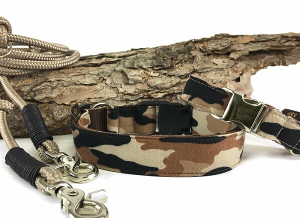 Hundehalsband Camouflage sand 3 cm 33-45 cm Aluminium +...