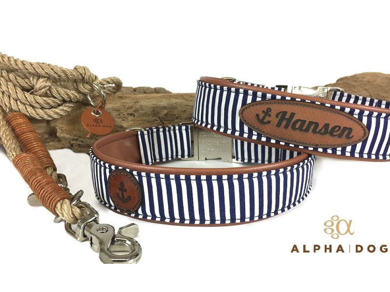Halsband Ahoi mit Kunstleder unterlegt + box