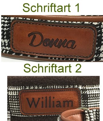 Halsband Glencheck black m.Namenslabel und Kunstleder unterlegt 2 cm breit / 25-27 cm lang Aluminium  + 4.00 EUR