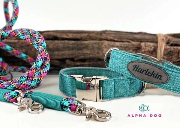 Halsband My Lovely Colours- türkis optional m. Namenspatch 2,5 cm breit / 46-50 cm lang Kunststoff mit Namenspatch