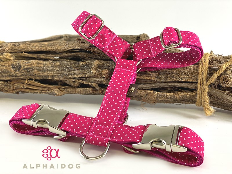 Brustgeschirr  Lots of Dots fuchsia 3 cm box