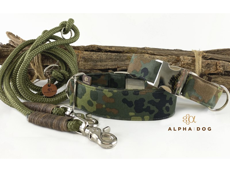 Hundehalsband Camouflage oliv 4 cm 40-55 box