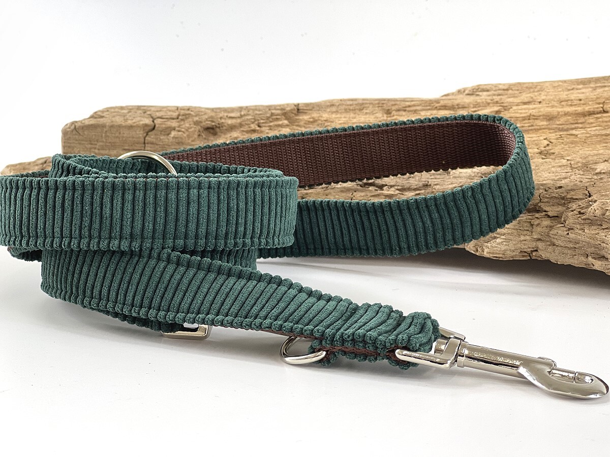 Hundeleine Cord Petrol Comfort 200 cm 2,5 cm anthrazit