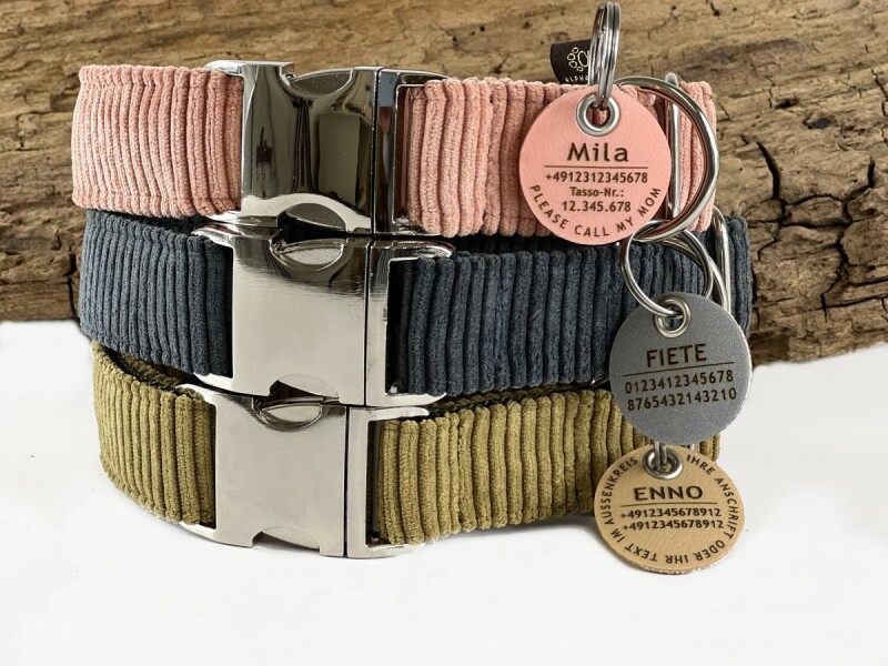 Hundehalsband Cord in drei tollen Farben 3 cm 40-55 cm Aluminium anthrazit