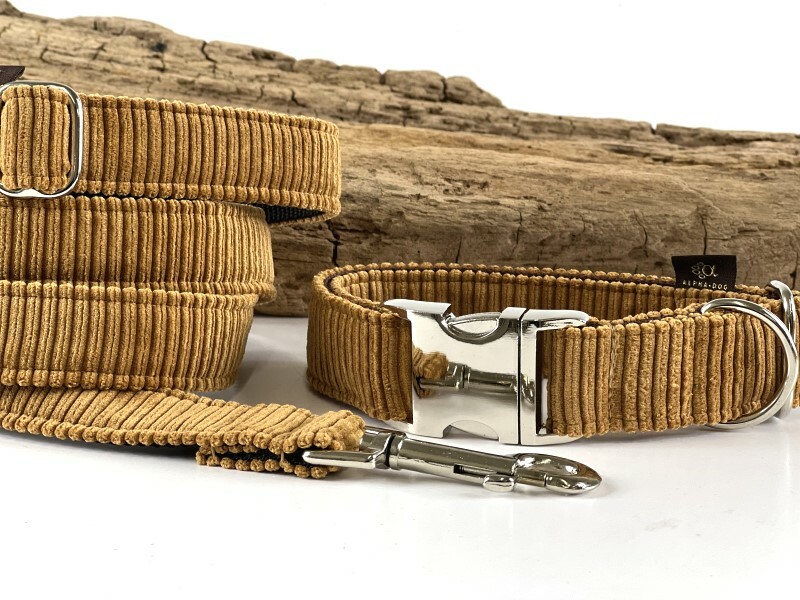 Hundehalsband Cord Salty Caramel 2 cm 20-28 cm Aluminium