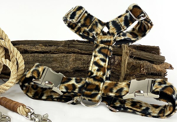 Brustgeschirr im Leoparden-Look 2 cm 40-50 cm Kunststoff