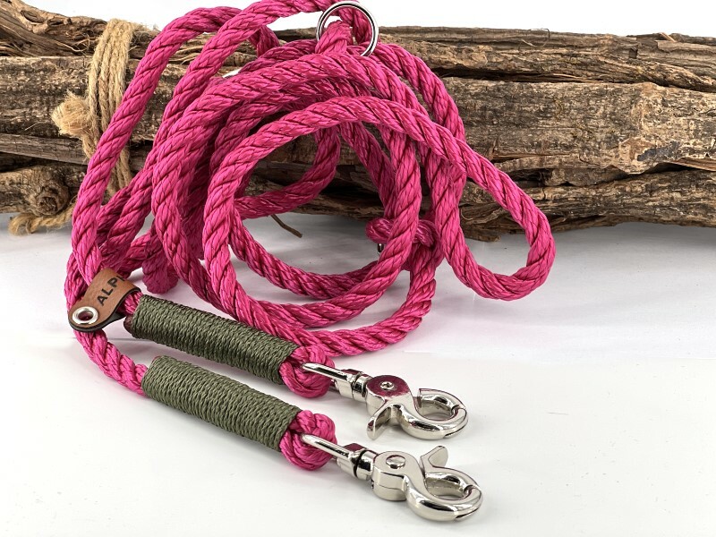 Segeltauleine pink twistet mit Wicklung oliv