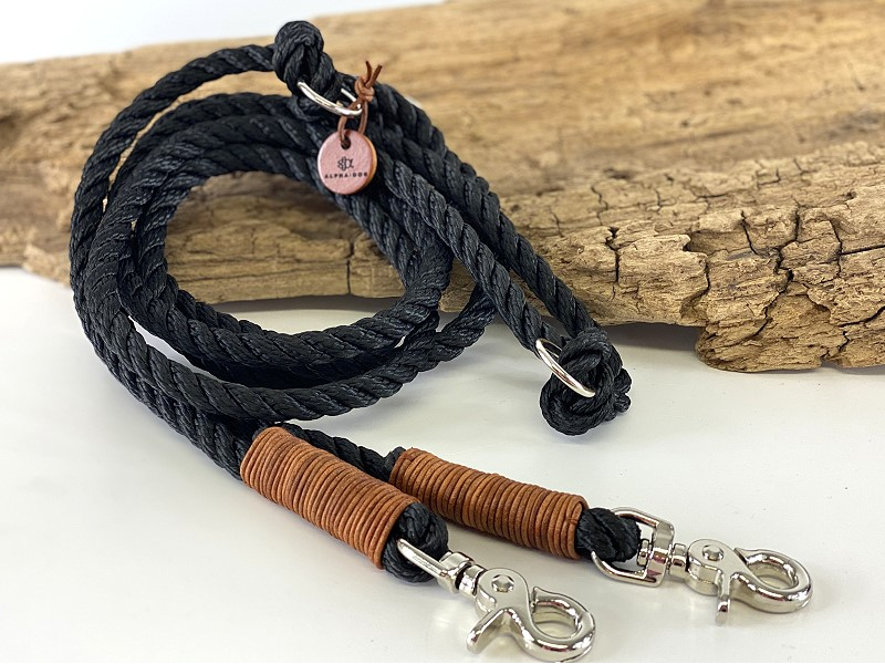 Segeltauleine black twisted- Lederwicklu box