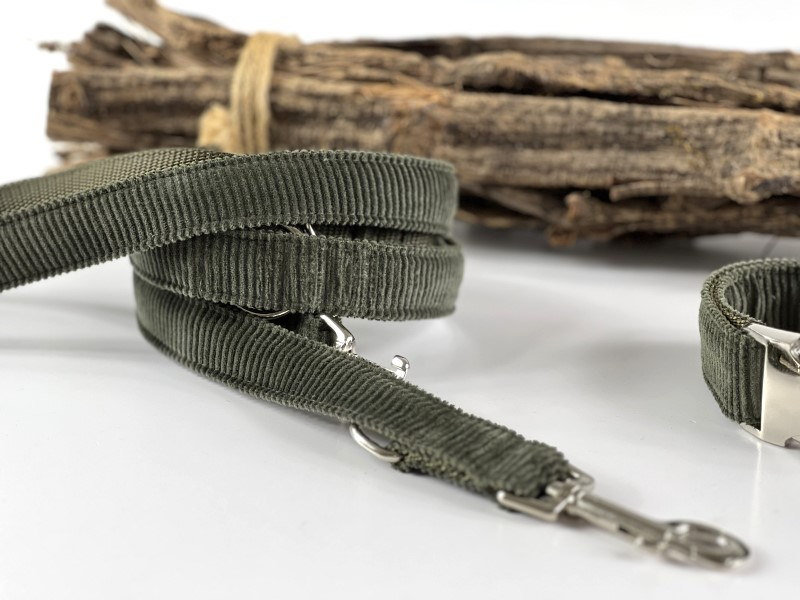 Hundeleine Young Cord oliv Comfort 200 c box