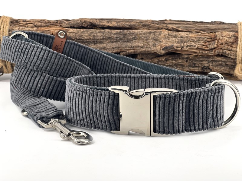 Hundehalsband Cord anthrazit  3 cm 33-45 box