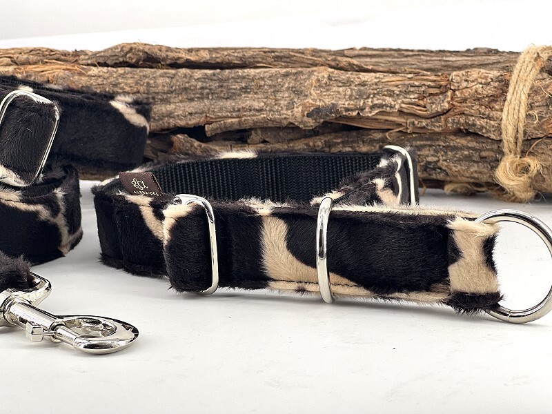 Zugstopp-Fellhalsband Giraffe braun