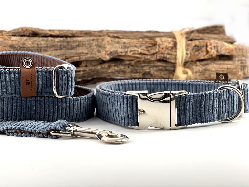 Hundehalsband Cord denimblue 3 cm 33-45  box