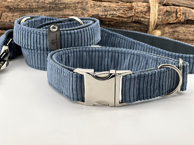 Hundehalsband Cord denimblue 4 cm 40-55  box