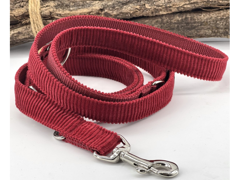 Hundeleine Young Cord rubinrot box