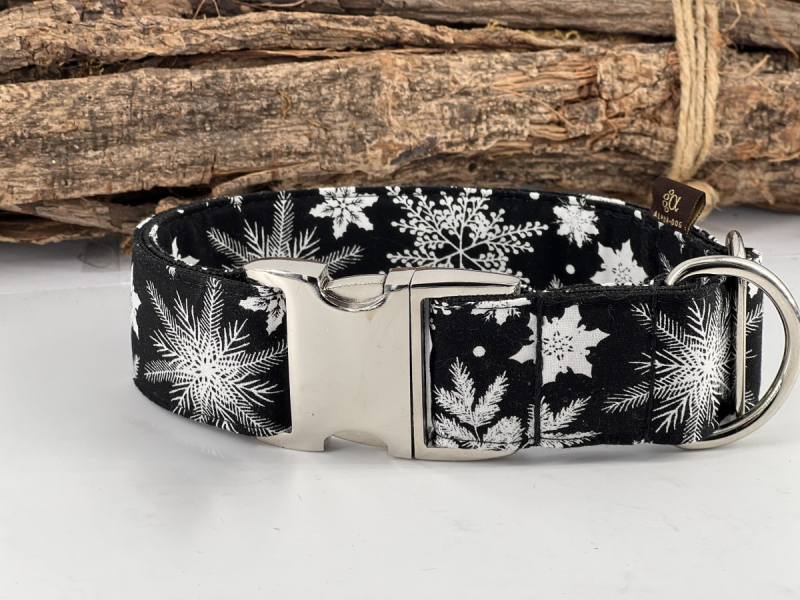 <<Fotomuster<< Halsband Weihnachten schwarz wei&