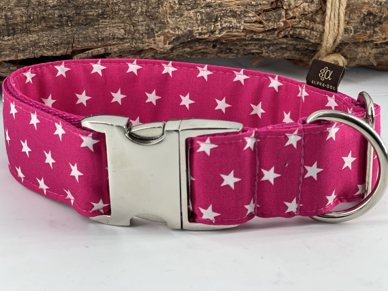 <<Fotomuster<< Halsband Sterne pink weiß G