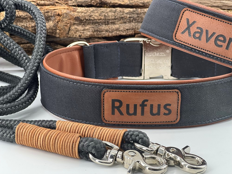 Halsband Canvas charcoal Kunstleder unte box