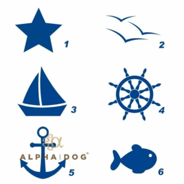 maritimes Brustgeschirr mit Namen und Symbolen