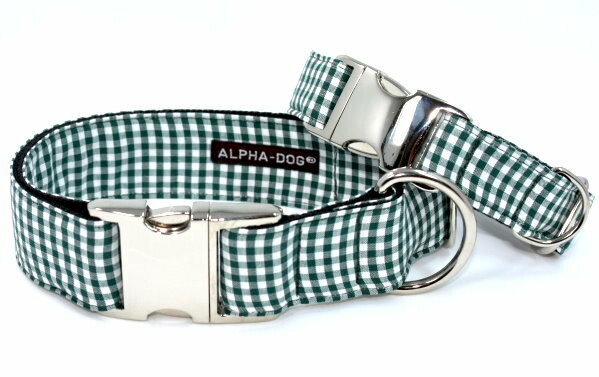 Hundehalsband  " Vichy green "  28-39 cm 2 cm Aluminium + 4 Euro ( nicht in 3cm lieferbar)