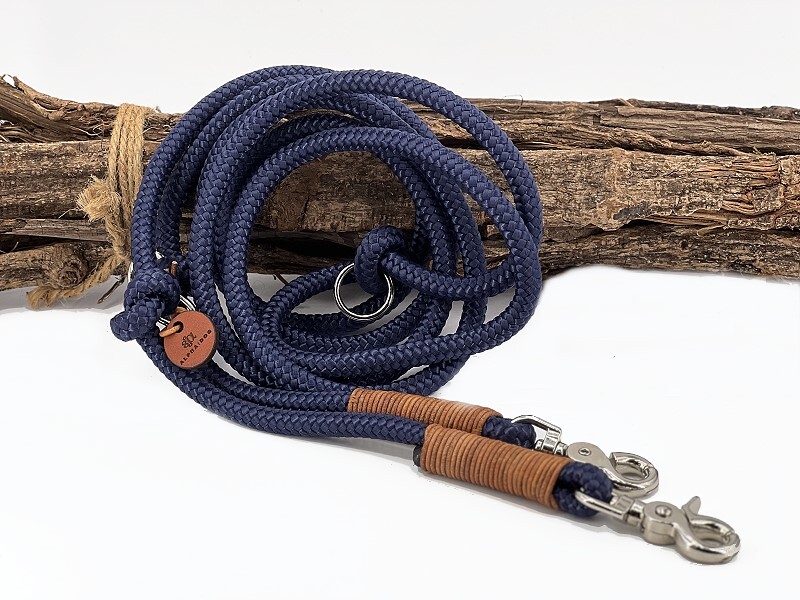 Segeltauleine marine- Wickelage Leder cognac 10mm...